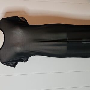 Y2K black mesh sheer Fantasy Edgy whimsigoth Witchy stretchy midi dress.